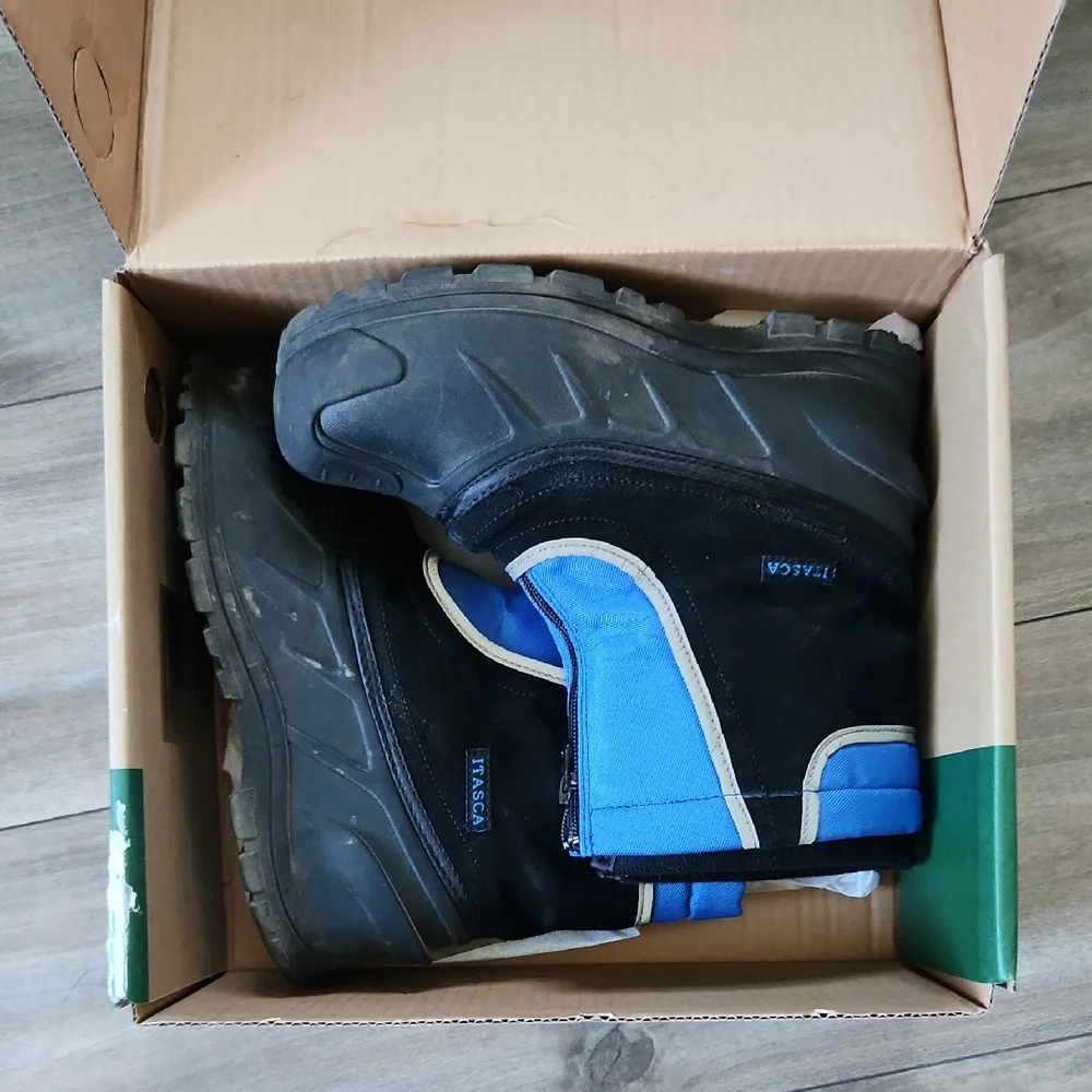 Kids Blue and Black Winter Boots 6